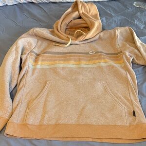 Patagonia Tan and Gray Striped Hoodie